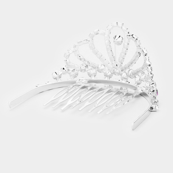 Crystal Rhinestone Pave Princess Mini Tiara - Picture 2 of 2